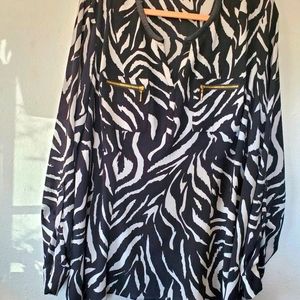 EUC Rafaella Zebra Long Sleeve Blouse